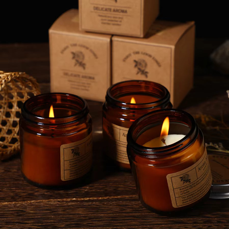 1 st doftljus tillverkat av Sojavax, i brun glasbehållare – rökfritt ljus för aromaterapi, lämpligt som heminredning eller present till nära och kära