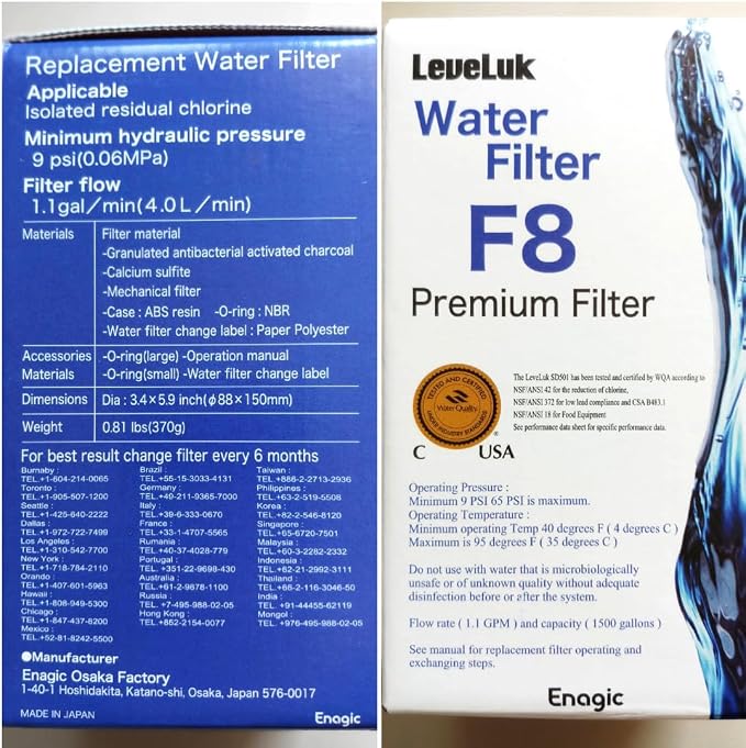 Vattenfilter F8 till Enagic K8 Kangen Inoiser Vattenreningsmaskin