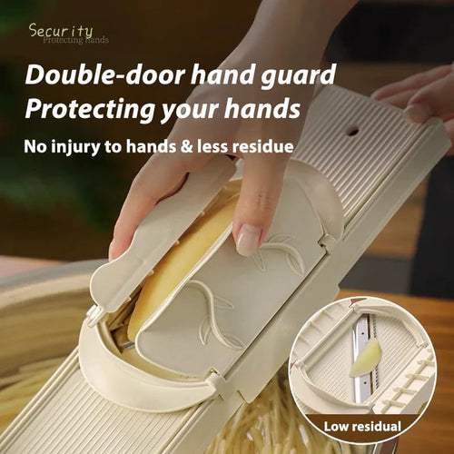 🎉4-i-1 grönsaksskärare och rivjärn🥗  Dual-Guard handskydd med 4 vassa blad🔪