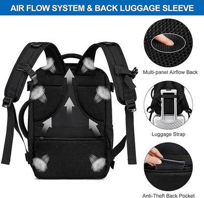 Ryggsäck Kabinväska perfekt för flygresa som Kabin-/Handbagage 20L 40x20x25cm med Laptopfack 14 tum , Svart