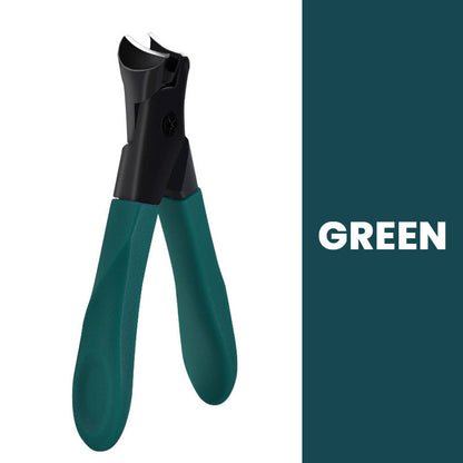 Vinklad nagelklippare med bred mun -- stänkskyddad och kraftig