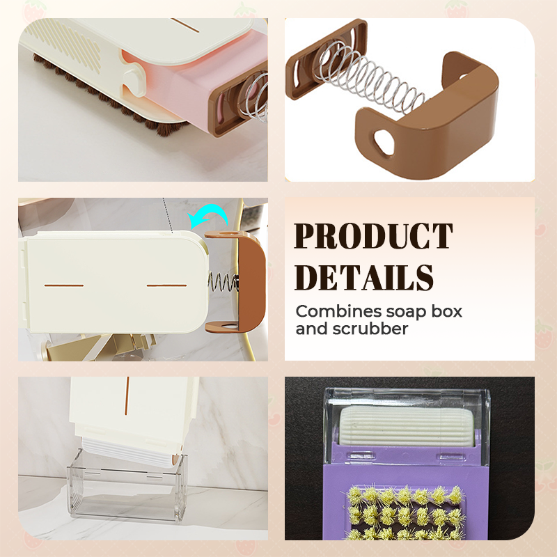 Multifunktionell tvålbox med skrubbfunktion och förvaringsdispenser
