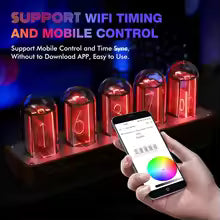 Nixie Tube Clock Valnöt Digital Klocka Stöder Wi-Fi Tidssynkronisering Alarm Timer Retro Gåva Vänner Rumsdekoration Gåvadekor